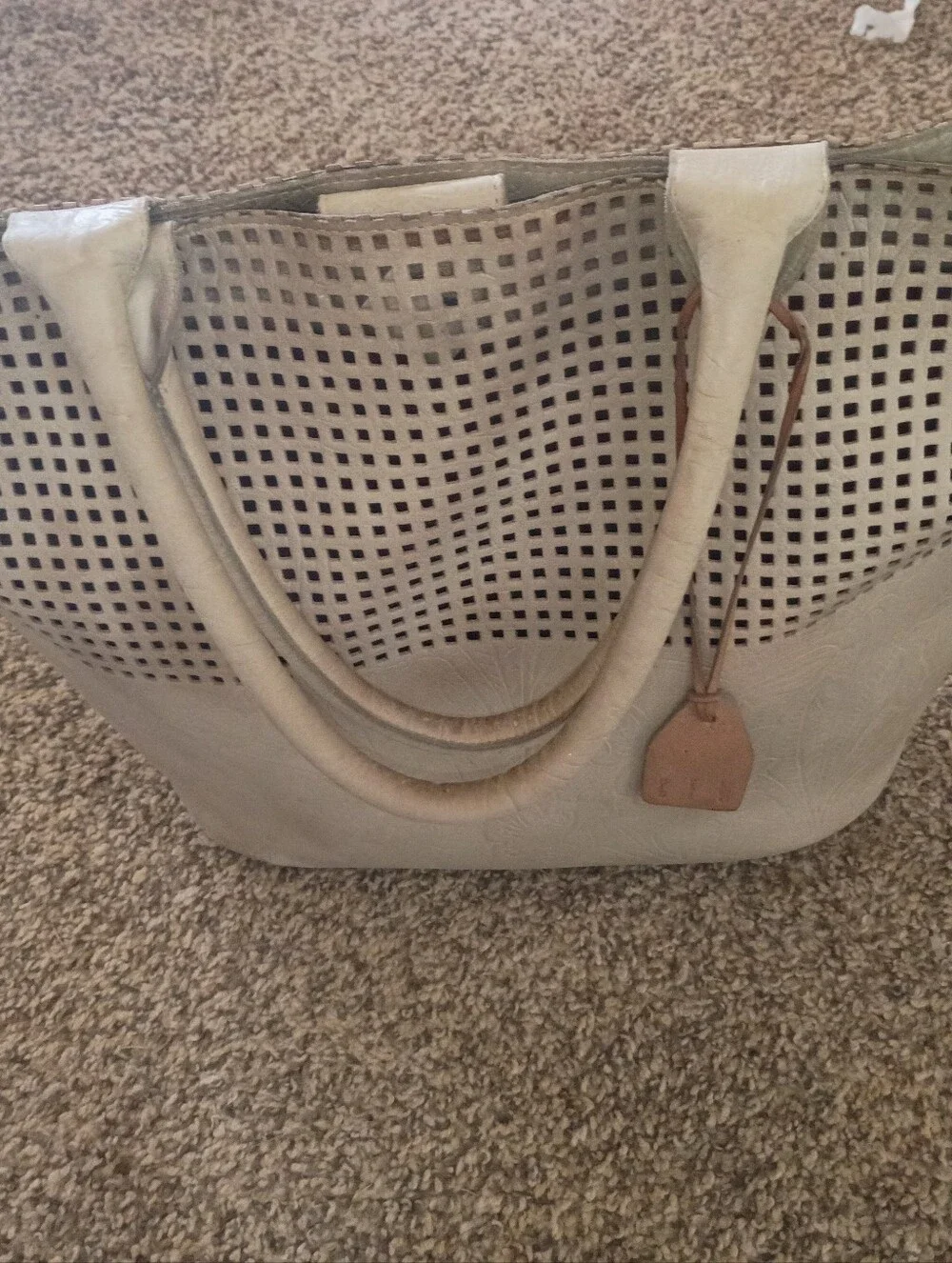 CEM Leather Tote Bag in Light Gray